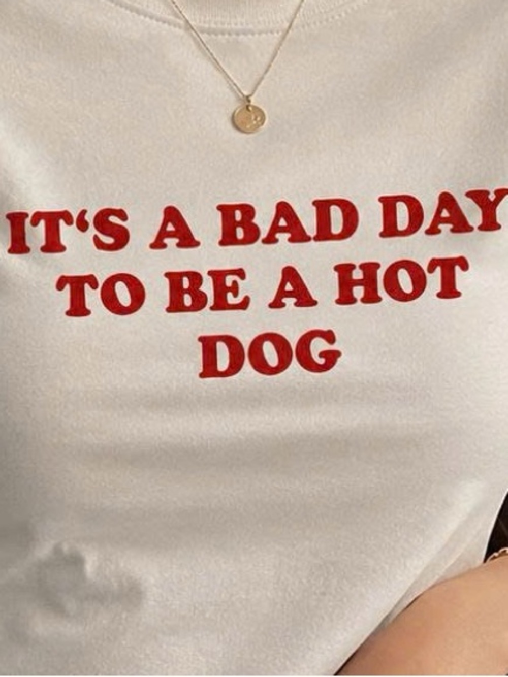 Bella Canvas White Crop Tee with Red Hot Dog Graphic - Picture 2 of 2
